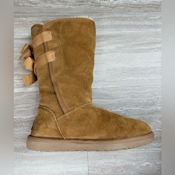 Ugg Allegra Double Bow Chestnut Shearling Mid Boots Womens Size 6 - Picture 7 of 14